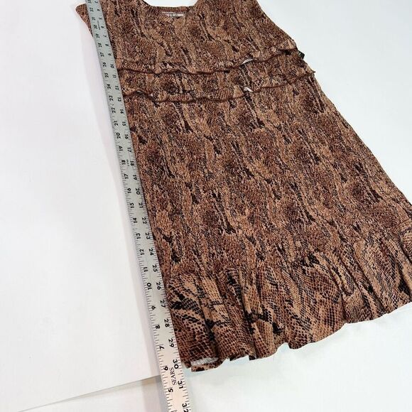 Express Mini Dress Womens Large Brown Smocked Snake Print Spaghetti Strap new - Picture 7 of 10